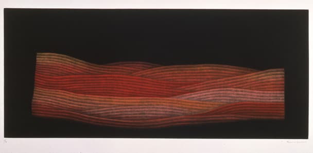 野（赤）1985-92 年 浜口陽三 カラーメゾチント 23.3×54.5㎝