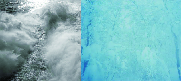 左：広川泰士「Surface of the Pacific #2」、右：広川智基「阿仁」