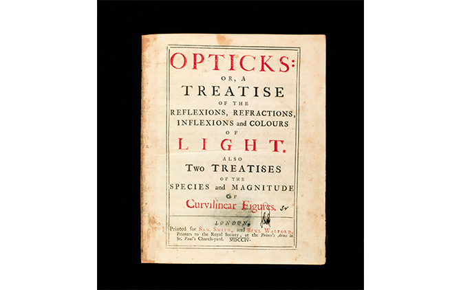 アイザック・ニュートン『光学』初版　1704年。photo/ Yuji Ono